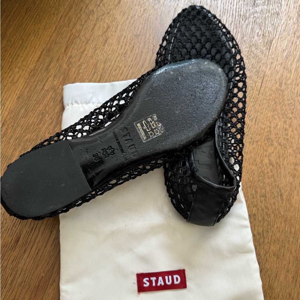 STAUD Alba Black Mesh Net Ballet Flats Worn Once Size 36 US Size 6 - Picture 6 of 6